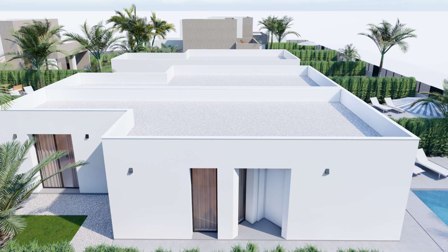 Villas independientes de obra nueva con piscina privada cerca del mar en Los Urrutias