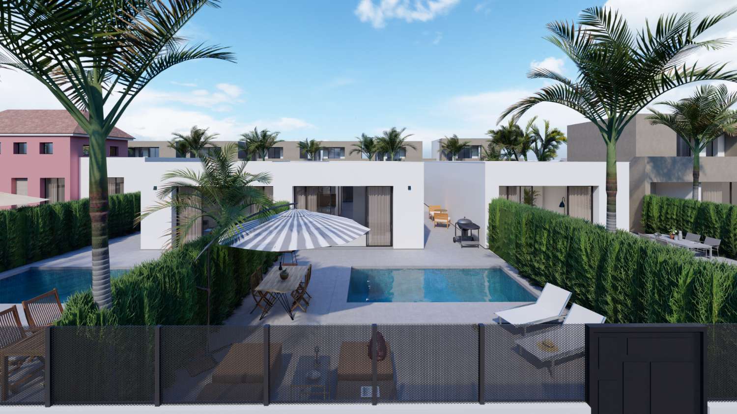 Villas independientes de obra nueva con piscina privada cerca del mar en Los Urrutias