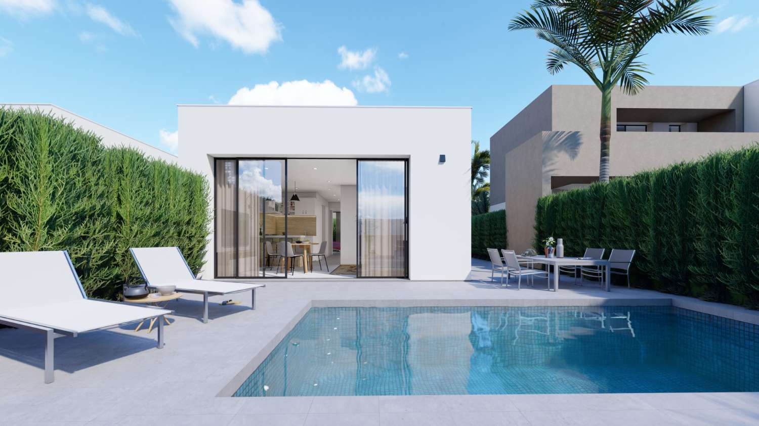 Villas independientes de obra nueva con piscina privada cerca del mar en Los Urrutias