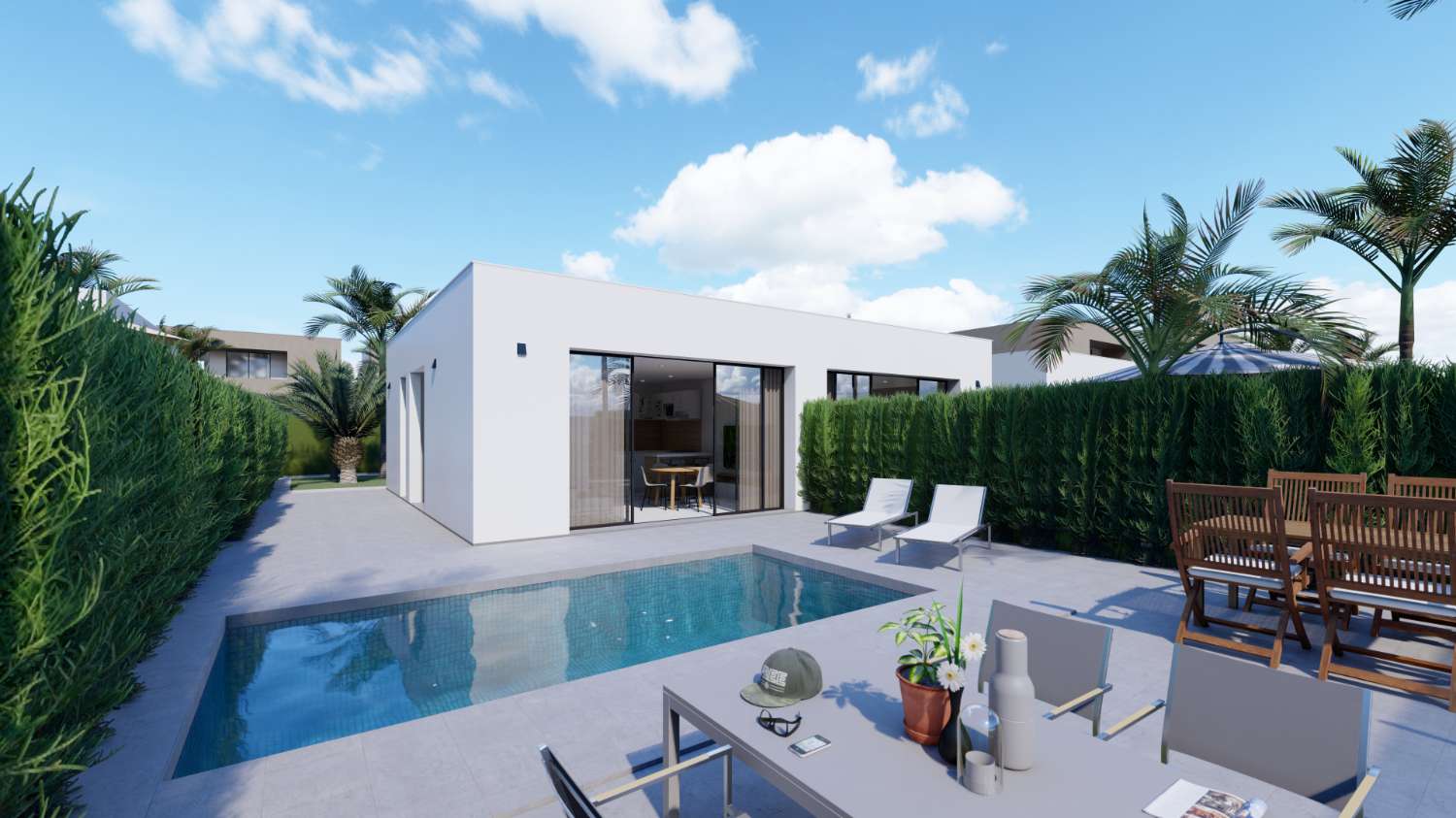 Villas independientes de obra nueva con piscina privada cerca del mar en Los Urrutias
