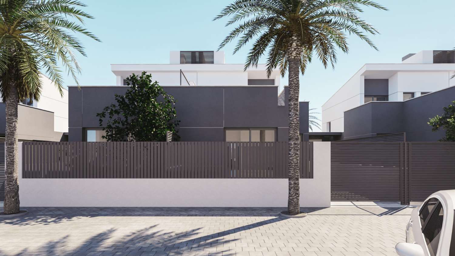 Villas de obra nueva con piscina privada y solárium junto al Mar Menor en Los Nietos